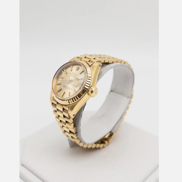 ROLEX DATEJUST Champagne PRESIDENT 18k Yellow Gold Ladies Watch